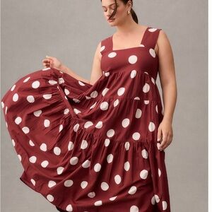 By Anthropologie-Helena Square-Neck Tiered Midi Dress